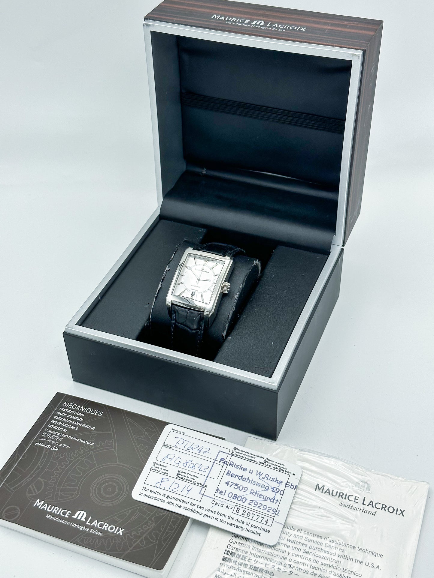 {FULL SET} MAURICE LACROIX PONTOS RECTANGULAIRE AUTOMATIC REF. PT6247