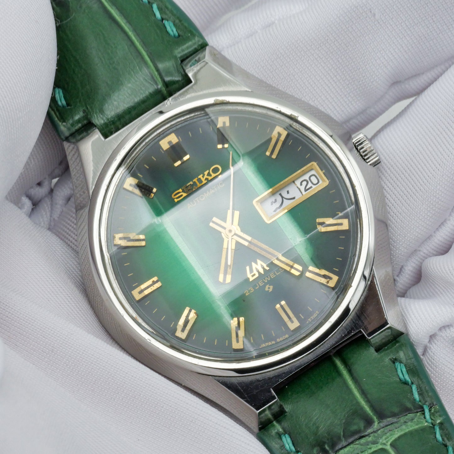 SEIKO LORD MATIC LM FACETED CRYSTAL GREEN DIAL AUTOMATIC REF. 5606-7350