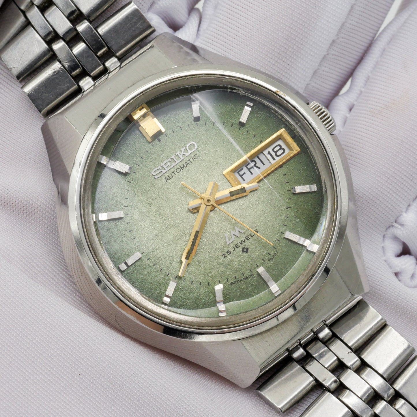 SEIKO LORD MATIC LM FACETED CRYSTAL GREEN DIAL AUTOMATIC REF. 5606-7290