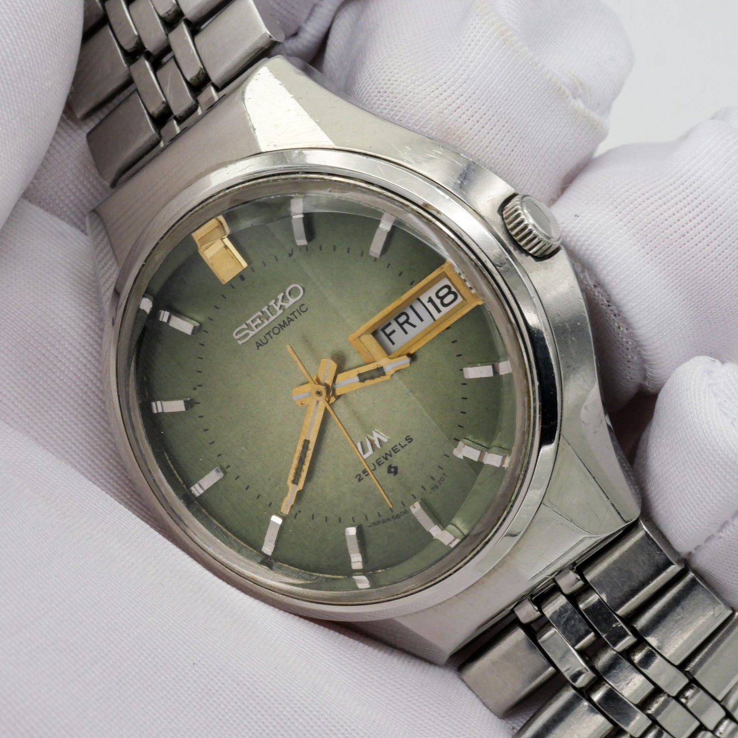 SEIKO LORD MATIC LM FACETED CRYSTAL GREEN DIAL AUTOMATIC REF. 5606-7290