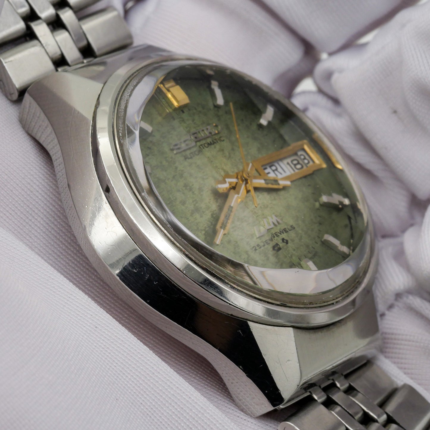 SEIKO LORD MATIC LM FACETED CRYSTAL GREEN DIAL AUTOMATIC REF. 5606-7290