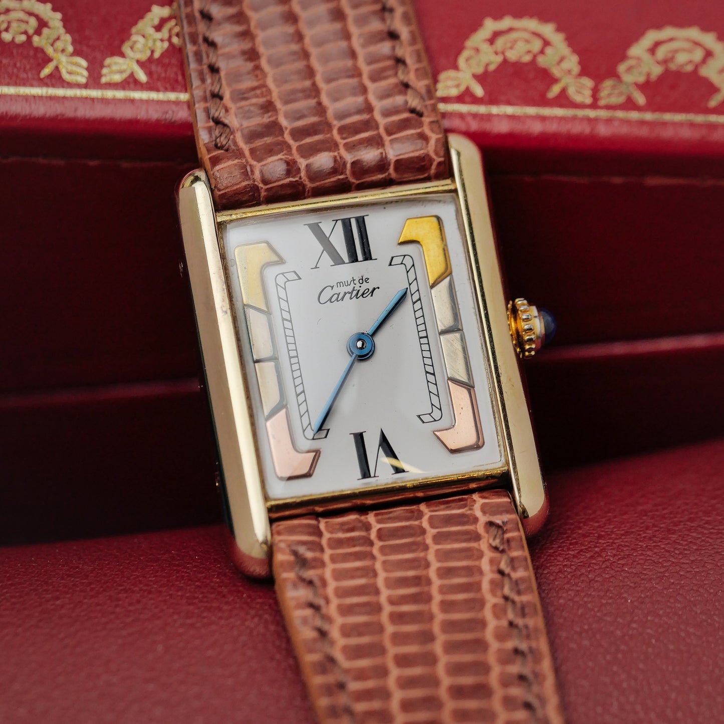 CARTIER MUST DE CARTIER TANK VERMEIL "TRINITY" DIAL REF. 590005