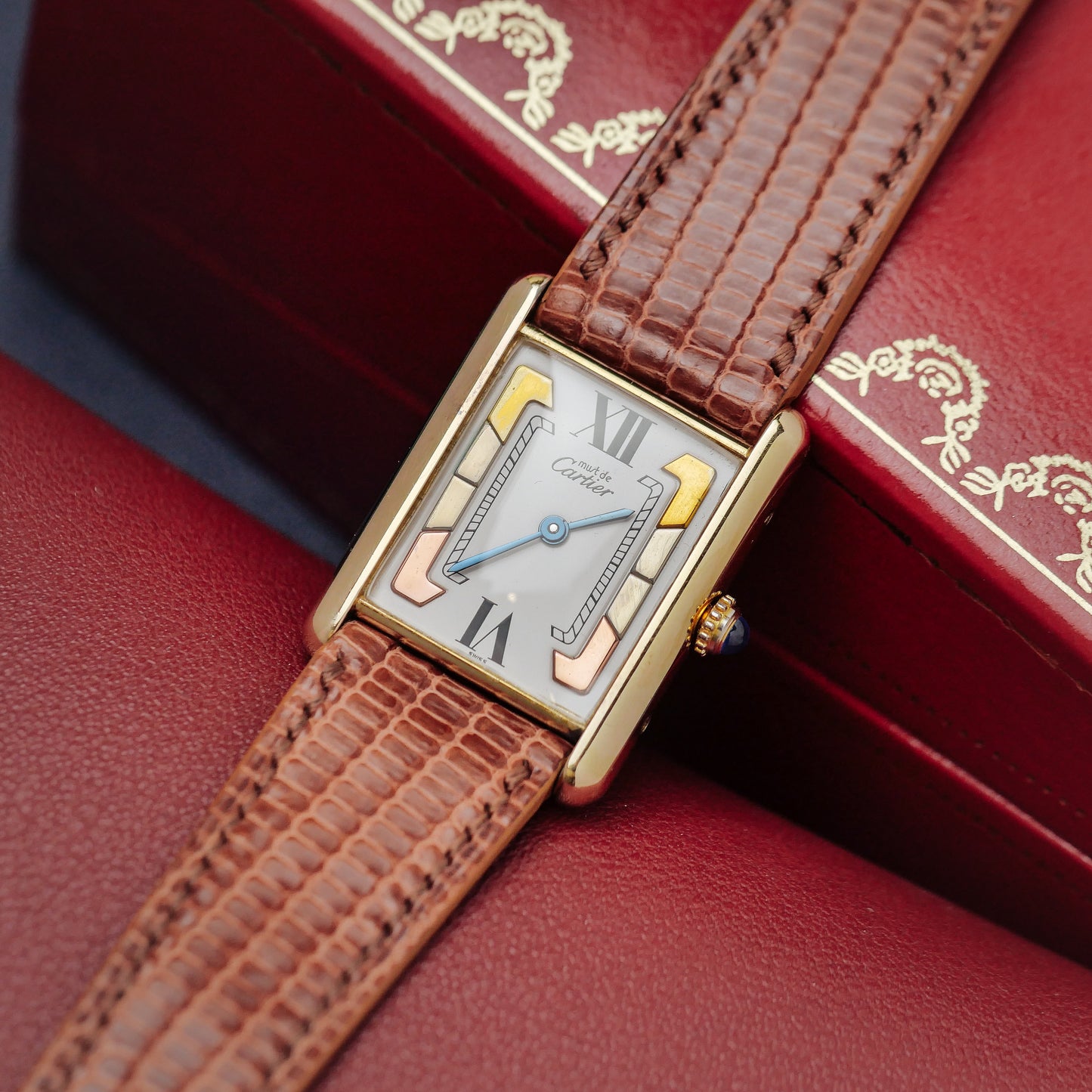 CARTIER MUST DE CARTIER TANK VERMEIL "TRINITY" DIAL REF. 590005