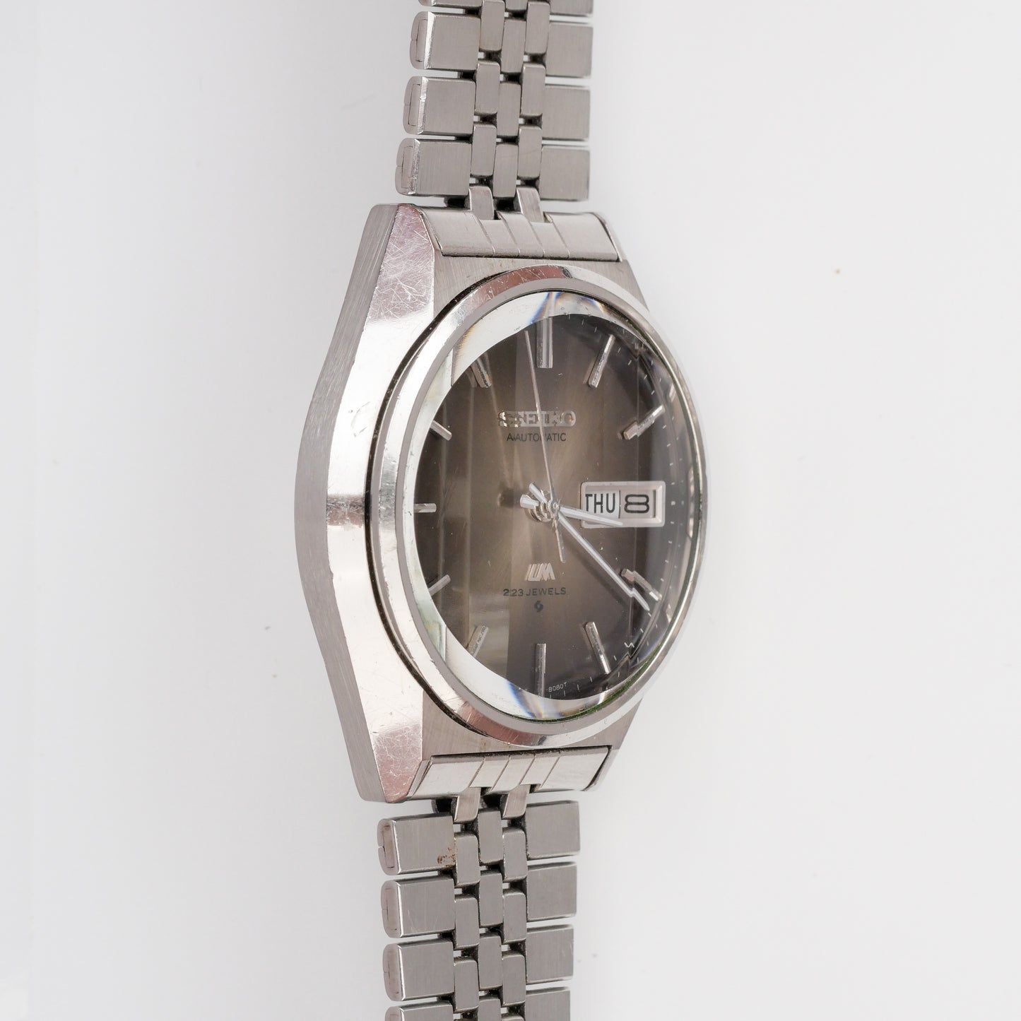 SEIKO LORD MATIC LM DAY-DATE AUTOMATIC FACETED CRYSTAL BROWN DIAL REF. 5606-8130