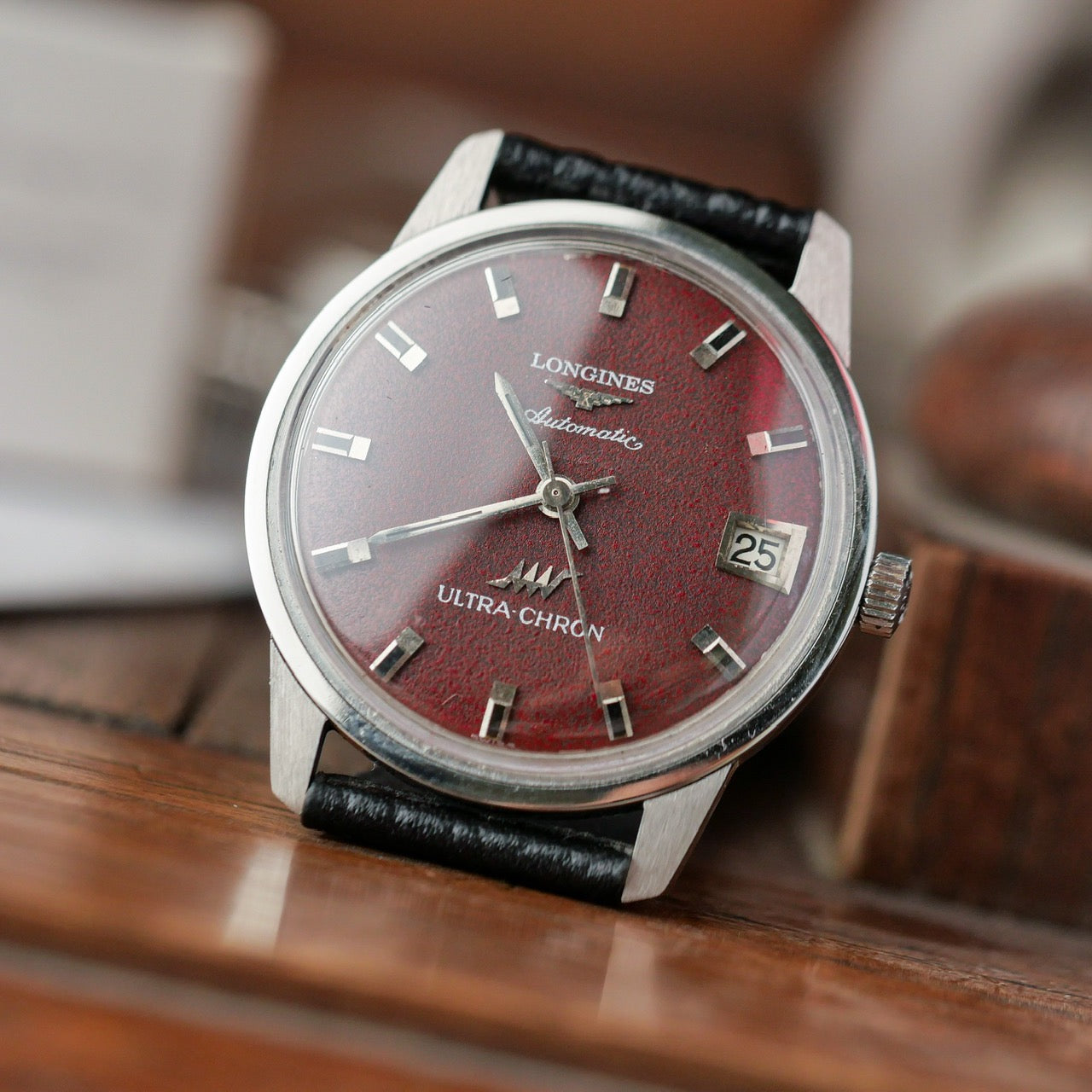 LONGINES ULTRA-CHRON AUTOMATIC RED BORDEAUX DIAL REF. 7827-3