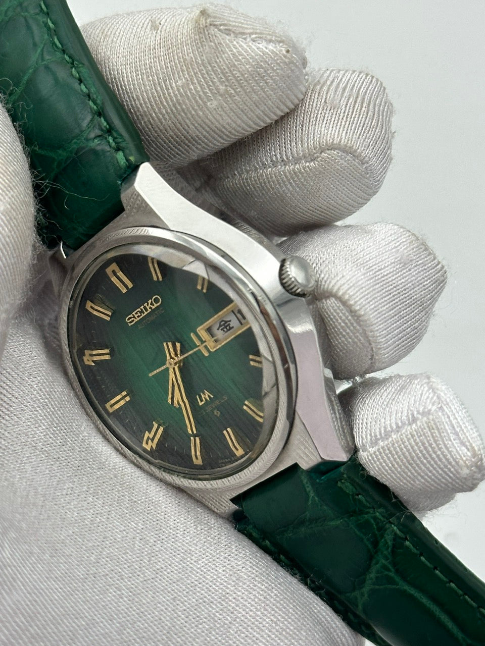 SEIKO LORD MATIC LM DAY-DATE FACETED CRYSTAL GREEN DIAL AUTOMATIC REF. 5606-7350