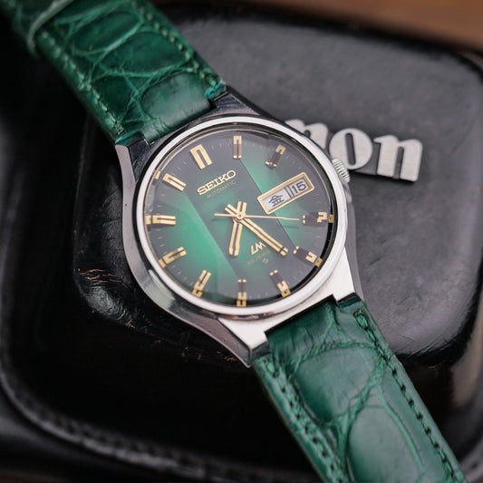 SEIKO LORD MATIC LM DAY-DATE FACETED CRYSTAL GREEN DIAL AUTOMATIC REF. 5606-7350